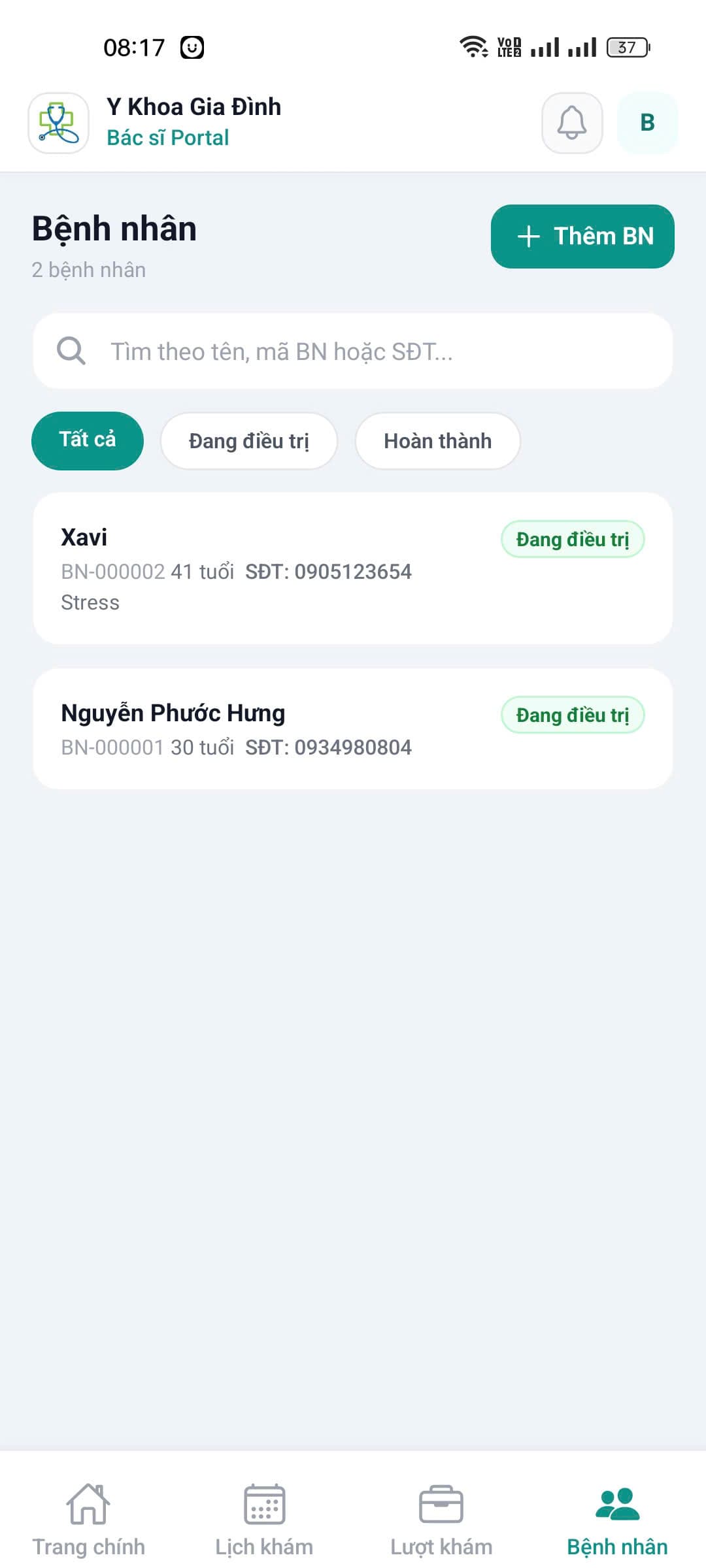 Doctor portal — patient directory